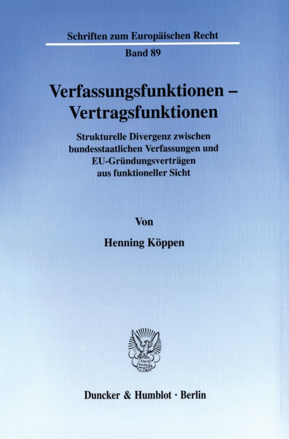 Cover Verfassungsfunktionen - Vertragsfunktionen