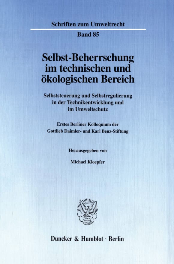 Cover Selbst-Beherrschung im technischen und ökologischen Bereich