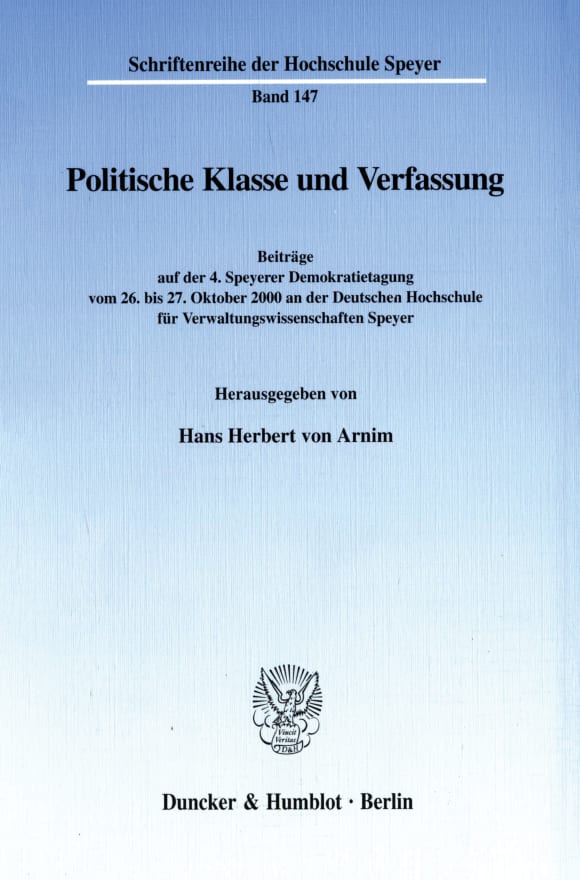 Cover Politische Klasse und Verfassung