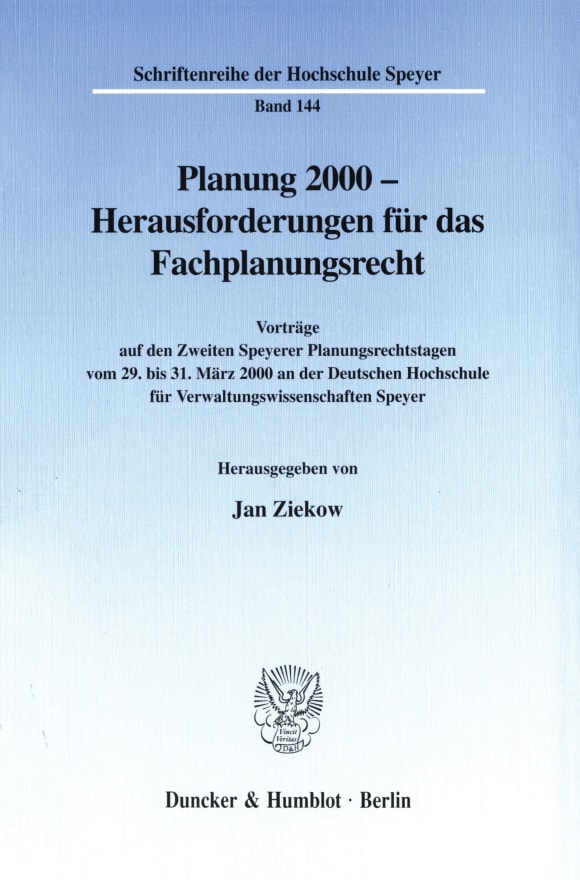 Cover Planung 2000 - Herausforderungen für das Fachplanungsrecht