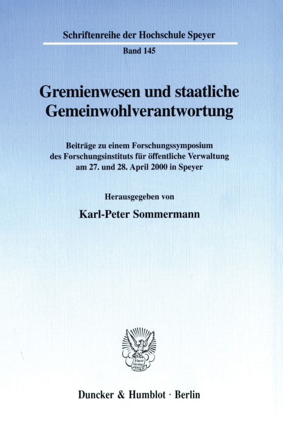 Cover Gremienwesen und staatliche Gemeinwohlverantwortung