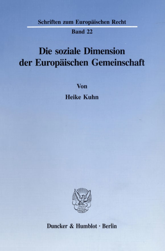 Cover Die soziale Dimension der Europäischen Gemeinschaft