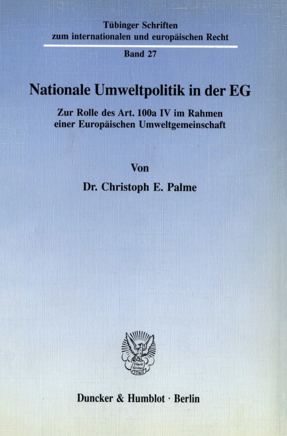 Cover Nationale Umweltpolitik in der EG