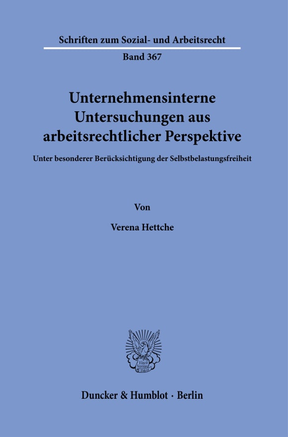 Cover Unternehmensinterne Untersuchungen aus arbeitsrechtlicher Perspektive