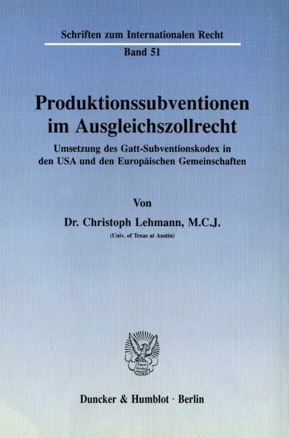 Cover Produktionssubventionen im Ausgleichszollrecht