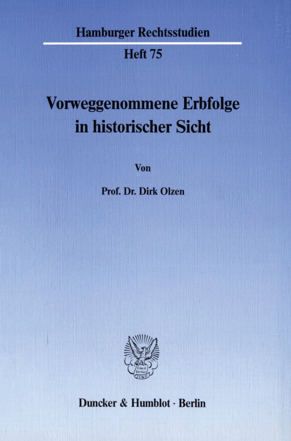 Cover Vorweggenommene Erbfolge in historischer Sicht