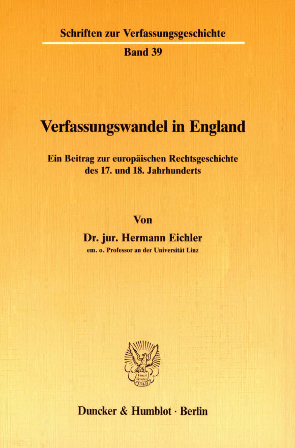 Cover Verfassungswandel in England