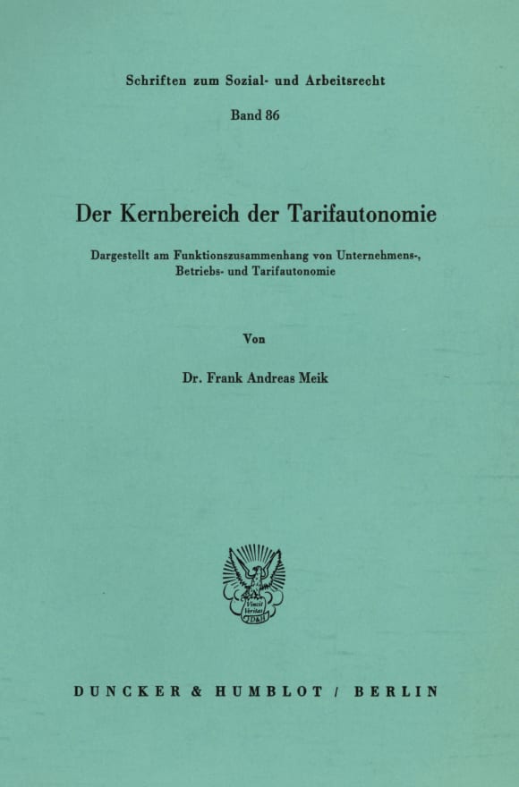 Cover Der Kernbereich der Tarifautonomie