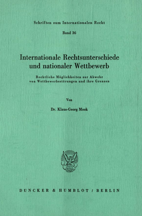 Cover Internationale Rechtsunterschiede und nationaler Wettbewerb