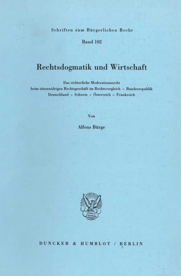 Cover Rechtsdogmatik und Wirtschaft