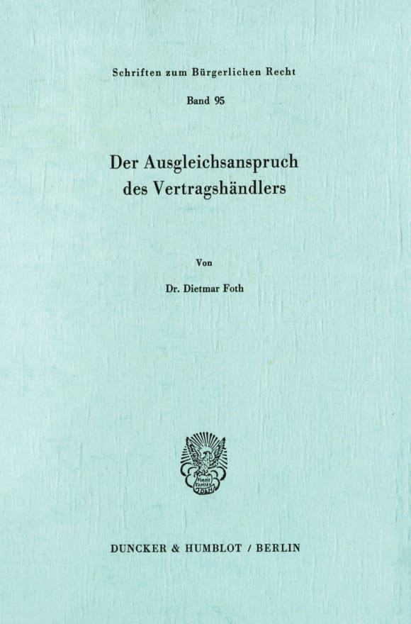 Cover Der Ausgleichsanspruch des Vertragshändlers