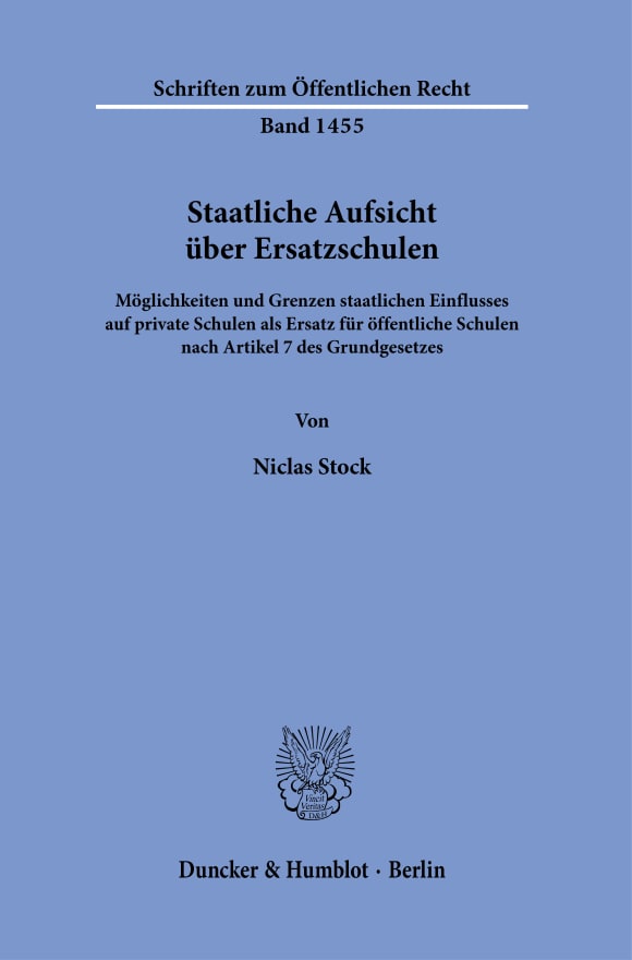 Cover Staatliche Aufsicht über Ersatzschulen