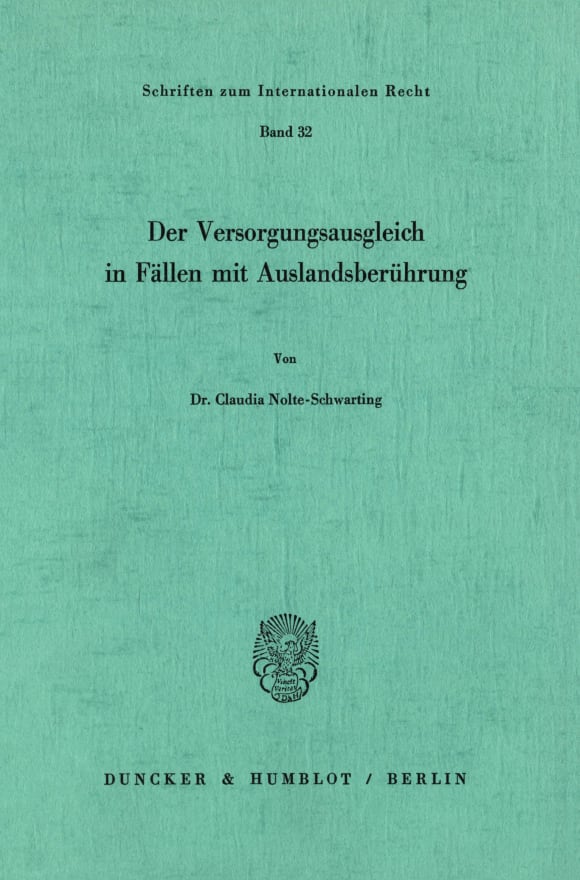 Cover Der Versorgungsausgleich in Fällen mit Auslandsberührung