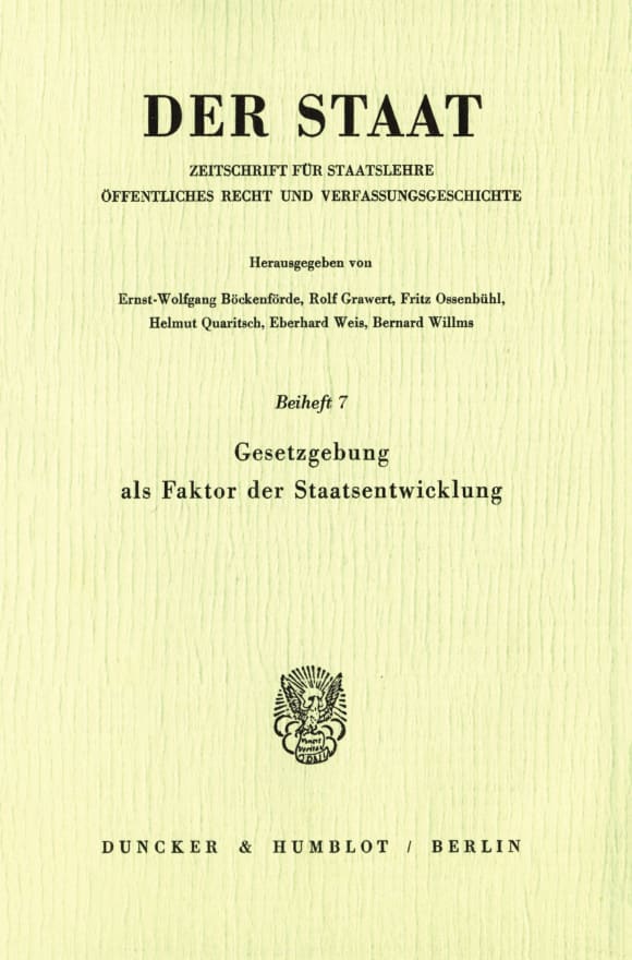 Cover Gesetzgebung als Faktor der Staatsentwicklung