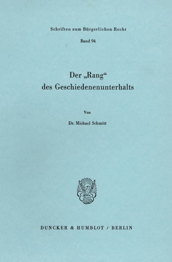 Cover Der »Rang« des Geschiedenenunterhalts