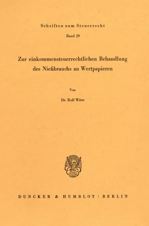 Cover Zur einkommensteuerrechtlichen Behandlung des Nießbrauchs an Wertpapieren