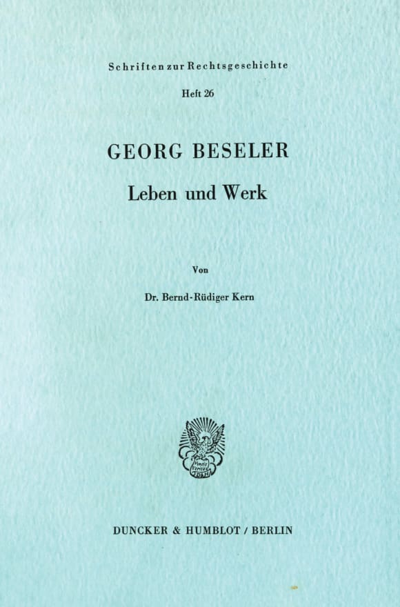 Cover Georg Beseler