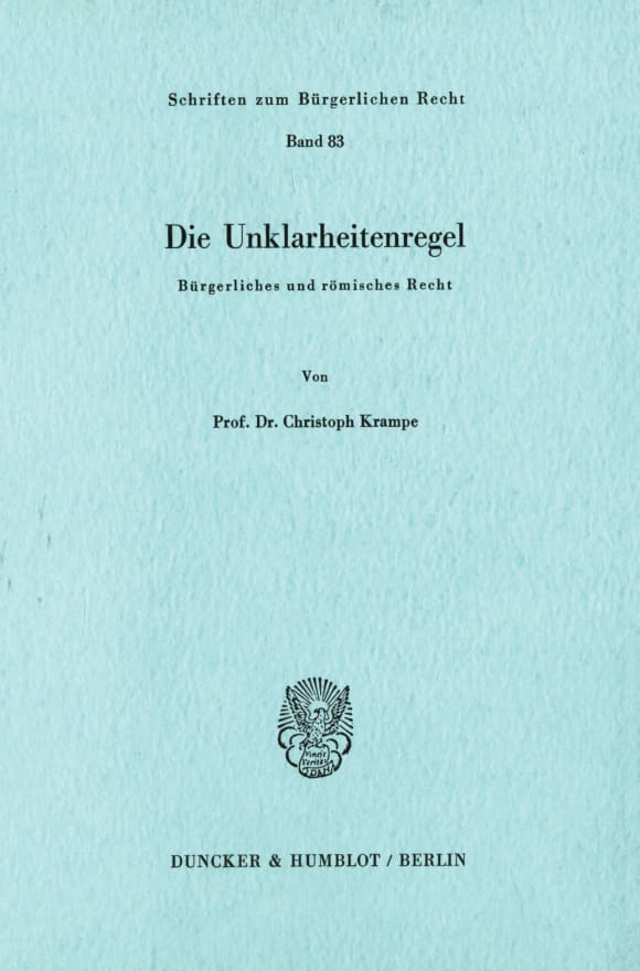 Cover Die Unklarheitenregel