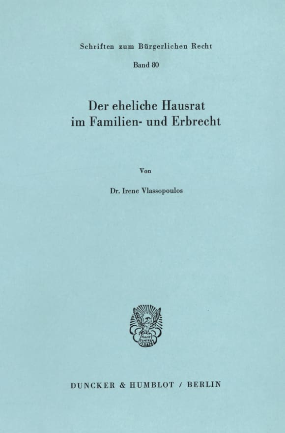 Cover Der eheliche Hausrat im Familien- und Erbrecht