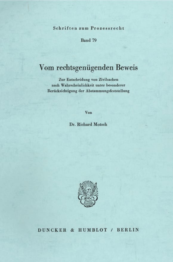 Cover Vom rechtsgenügenden Beweis