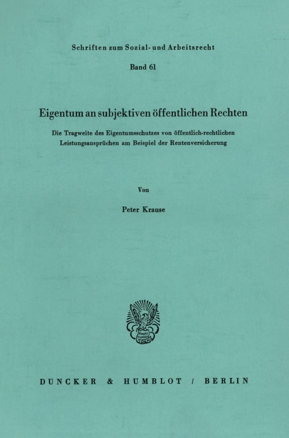 Cover Eigentum an subjektiven öffentlichen Rechten