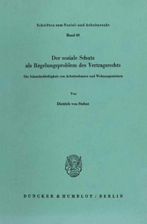 Cover Der soziale Schutz als Regelungsproblem des Vertragsrechts