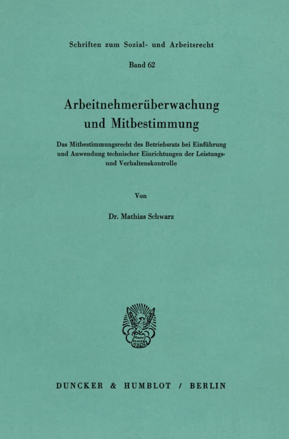 Cover Arbeitnehmerüberwachung und Mitbestimmung