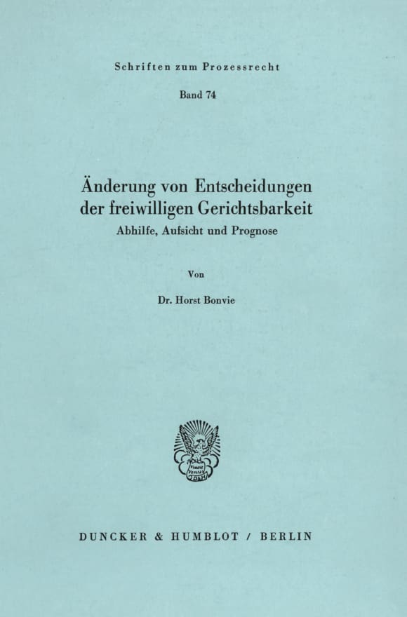 Cover Änderung von Entscheidungen der freiwilligen Gerichtsbarkeit