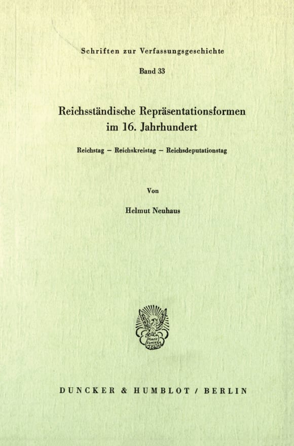 Cover Reichsständische Repräsentationsformen im 16. Jahrhundert