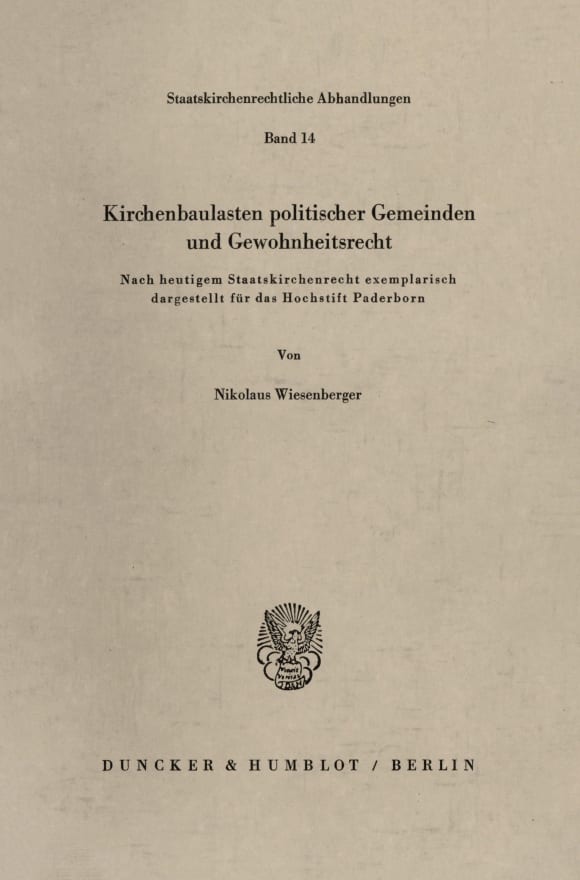 Cover Kirchenbaulasten politischer Gemeinden und Gewohnheitsrecht