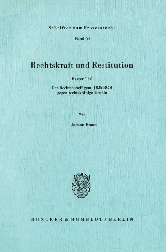 Cover Rechtskraft und Restitution