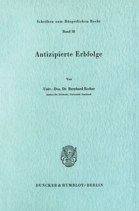 Cover Antizipierte Erbfolge