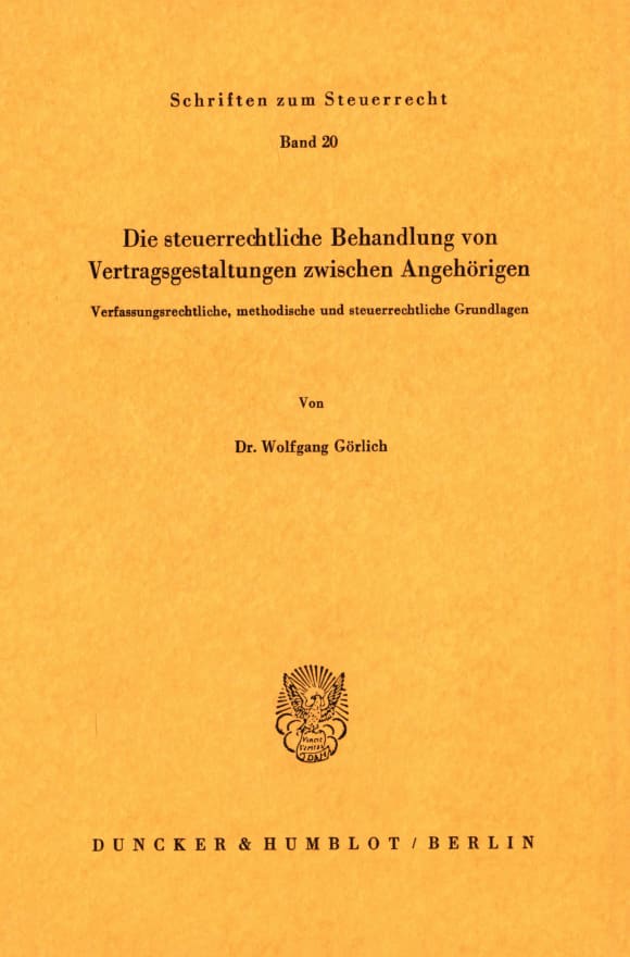 Cover Die steuerrechtliche Behandlung von Vertragsgestaltungen zwischen Angehörigen