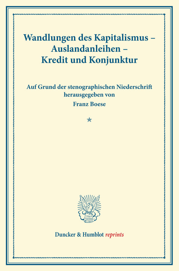 Cover Wandlungen des Kapitalismus – Auslandanleihen – Kredit und Konjunktur