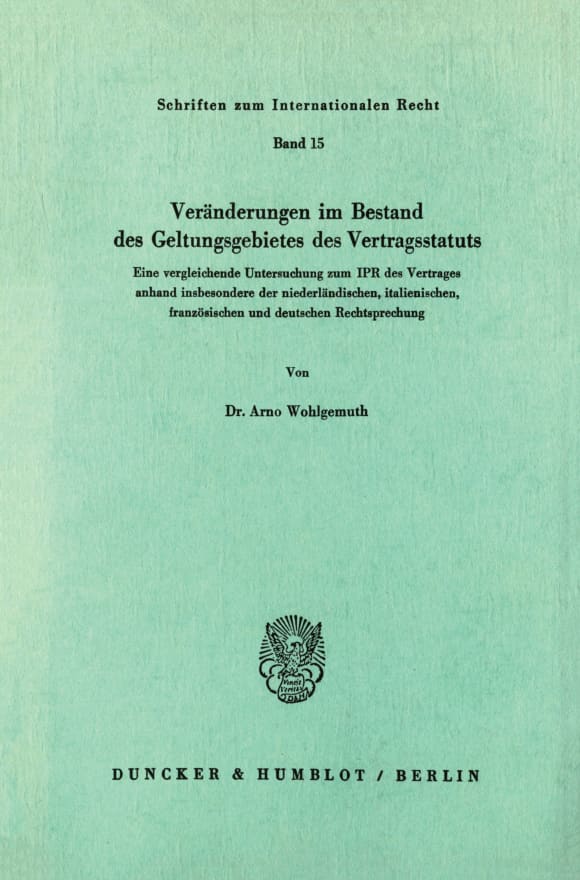 Cover Veränderungen im Bestand des Geltungsgebietes des Vertragsstatuts