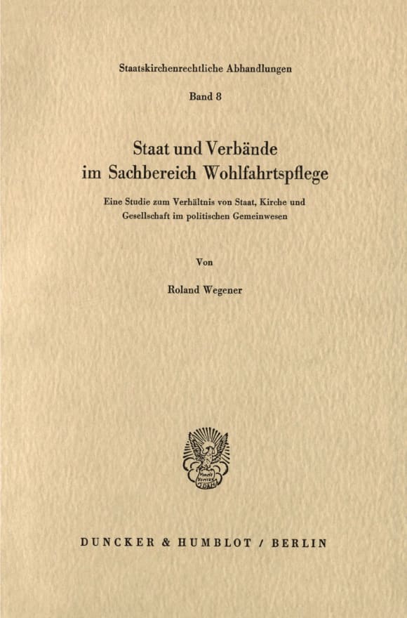 Cover Staat und Verbände im Sachbereich Wohlfahrtspflege