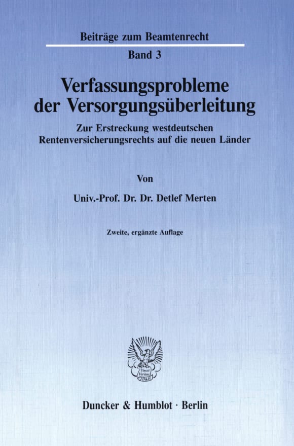 Cover Verfassungsprobleme der Versorgungsüberleitung