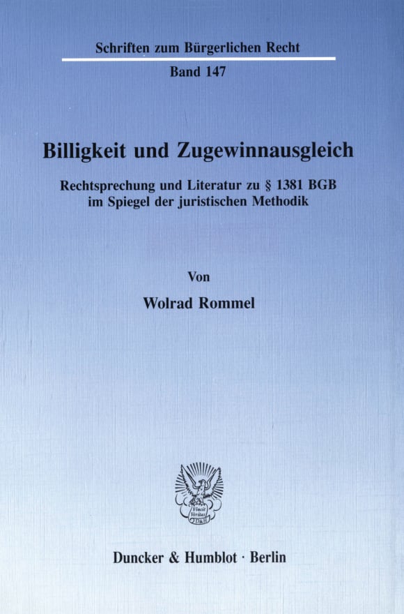 Cover Billigkeit und Zugewinnausgleich