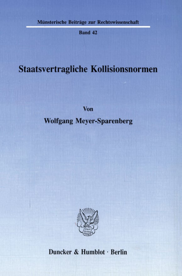 Cover Staatsvertragliche Kollisionsnormen