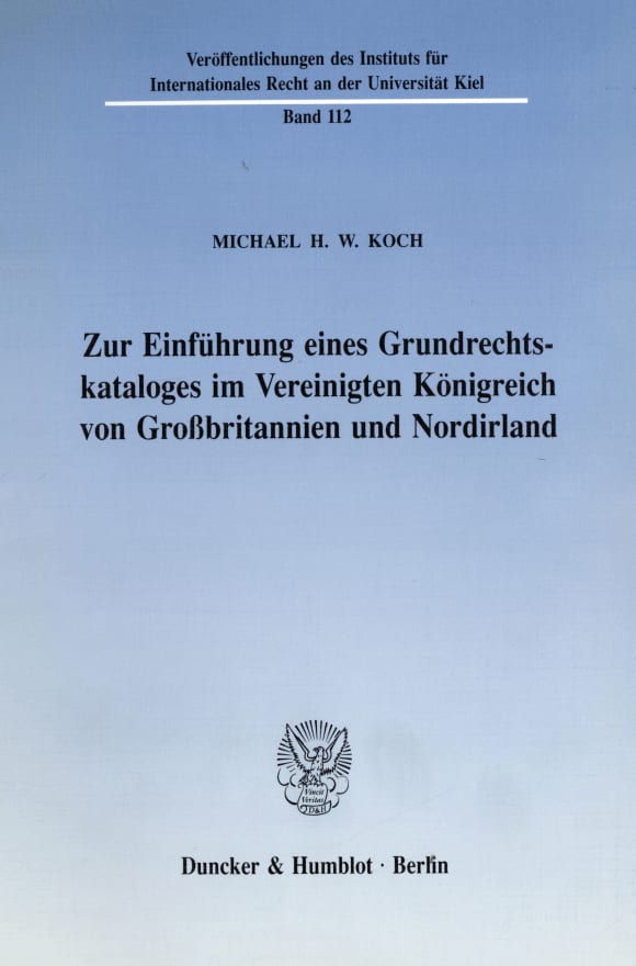 Cover Zur Einführung eines Grundrechtskataloges im Vereinigten Königreich von Großbritannien und Nordirland