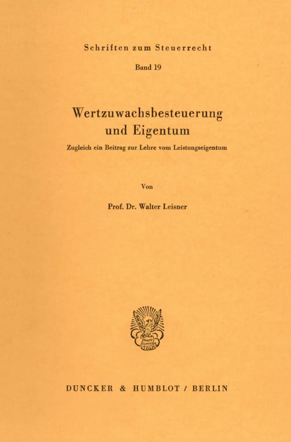 Cover Wertzuwachsbesteuerung und Eigentum