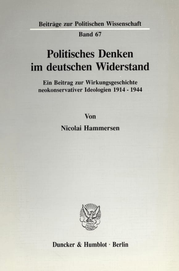 Cover Politisches Denken im deutschen Widerstand