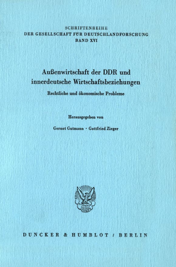 Cover Außenwirtschaft der DDR und innerdeutsche Wirtschaftsbeziehungen