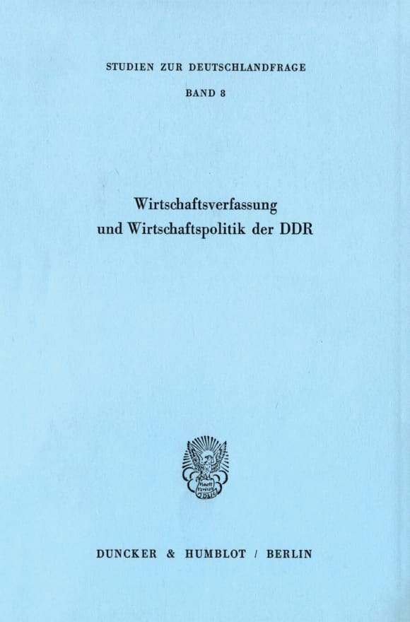 Cover Wirtschaftsverfassung und Wirtschaftspolitik der DDR