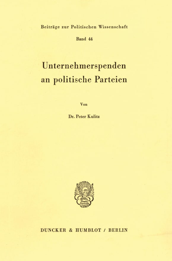 Cover Unternehmerspenden an politische Parteien