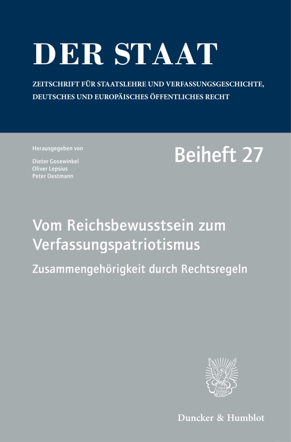 Cover Vom Reichsbewusstsein zum Verfassungspatriotismus. Zusammengehörigkeit durch Rechtsregeln