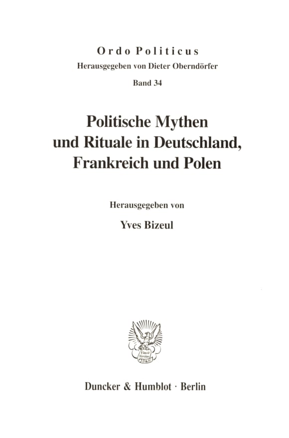 Cover Politische Mythen und Rituale in Deutschland, Frankreich und Polen