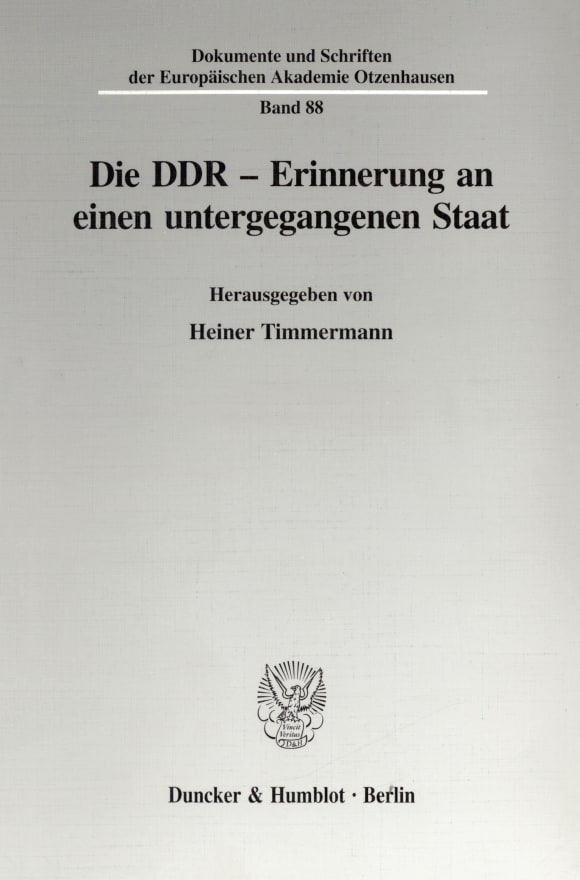 Cover Die DDR - Erinnerung an einen untergegangenen Staat