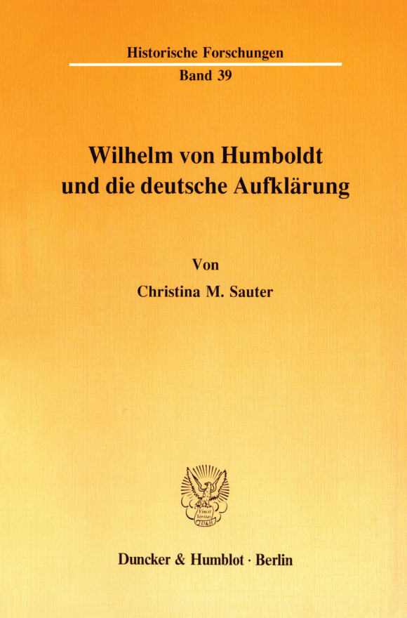 Cover Wilhelm von Humboldt und die deutsche Aufklärung