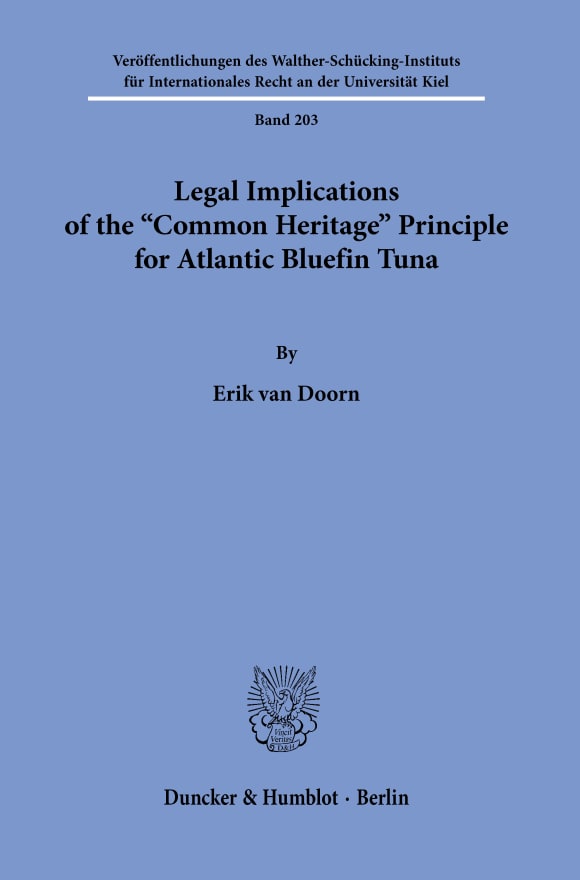 Cover Legal Implications of the »Common Heritage« Principle for Atlantic Bluefin Tuna